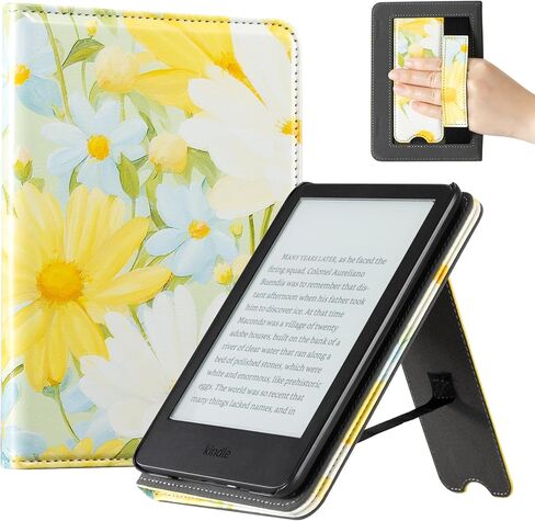 CoBak Case with Stand for for 6" Kindle (2024 & 2022, 11th Gen) – PU Leather Smart Cover with Auto Sleep/Wake & Hand Strap, Premium Protective Case for Kindle Basic,Aquamarine in Saudi Arabia