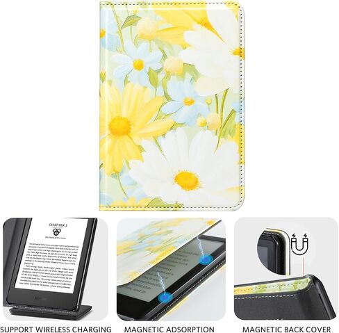 CoBak Case with Stand for for 6" Kindle (2024 & 2022, 11th Gen) – PU Leather Smart Cover with Auto Sleep/Wake & Hand Strap, Premium Protective Case for Kindle Basic,Aquamarine in Saudi Arabia