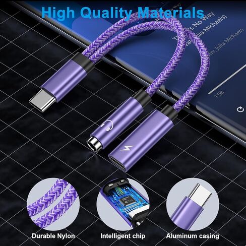 2 في 1 Samsung Galaxy S24 S23 S22 نوع USB من النوع C إلى 3.5 ملم محول الشاحن ومحول الشاحن ، USB C إلى Aux Audio Jack 60W شحن سريع Android Dongle Cable لـ iPhone 16 Pro Max ، Google Pixel 9 8 Pro 7a 7 in Kuwait