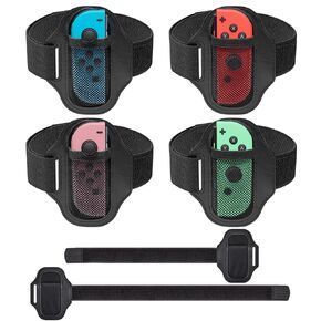 [4 Pack] Leg Band Strap for Nintendo Switch Sports Play Soccer/Ring Fit Adventure Game Accessories,Leg Strap Compatible with Switch/Switch OLED,Adjustable Elastic Sport Leg Band for Adults & Children