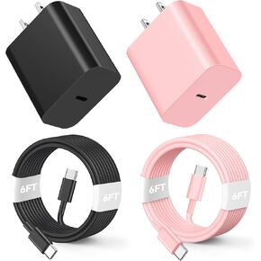 Fast Charging for Phone 16 15 Pro Max Charger Colorful, 2Pack 20W USB C Fast Chargers Block with 6ft Long USB C to USB-C Cable Compatible with iPhone 15/16 Pro/Plus/Pro Max,Pad Pro 12.9/11 inch