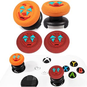 FPS Thumbstick Extender &Texture Rubber Silicone Grip Cover 4 Sets for Xbox Series X/S & Xbox One Controller(Joker Red+Orange)
