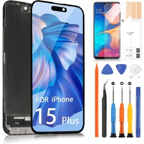 TFT for iPhone 15 Plus Screen Replacement Kits,LCD Display Digitizer Touch Screen Assembly for iPhone A3094 A2847 A3093 A3096(Black,with Original Size)