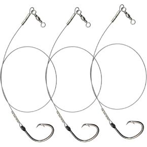 Circle Hook Rig Shark Surf Rigs, 20 Inch 49-Strands Steel Leader, Deep Sea Hooks for Big Fish