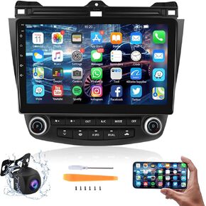 [4G+64G] Car Radio for Honda Accord 2003-2007 Android Head Unit with Wireless Carplay Android Auto, Hodozzy 10.1 inch Touch Screen Car Stereo with WiFi FM/RDS Radio, EQ/USB/SWC, Backup Camera