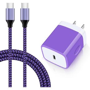 USB Type C Charger Block for Samsung Galaxy A15 5G A14 A13 5G A23 A54 A53 A03s A24 A25 S23 Z Fold5 S21 FE Z Flip5 S22 Note21,iPhone 15 Pro,Pixel 8 Pro 7a 6 5,20W Wall Adapter Plug+6FT USB C to C Cable