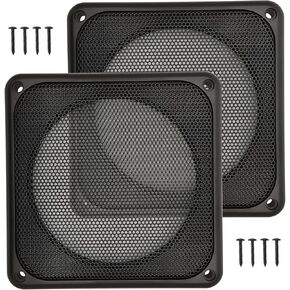 4" Speaker Grill Covers, One Piece Design Speaker Subwoofer Guard Protector, ABS Plastic Frame with Metal Mesh, Square, Black - 2Pcs