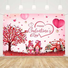 MEHOFOND Happy Galentine's Day Backdrop, Pink Galentine's Day Banner Red Heart Galentine's Day Background Banner for Photography, Valentine's Day Party Decorations Supplies 7x5ft