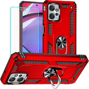 for Moto G Power 5G 2023 Case, Moto G Power 2023 Case with HD Screen Protector, Military Grade Protective Cases with Ring for Moto G Power 5G 2023 (Red)