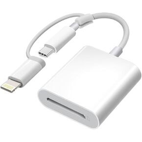 Apple MFi Certified SD Card Reader for iPhone, USB-C & Lightning to SD Card Adapter for iPhone 15/14/ 13/12/ 11/ XS/XR/X/8 7 6 5, MacBook Pro M1 Air, iPad Pro/Air, iMac, Galaxy S24/S23 (1 Slot)