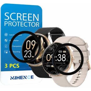 Compatible for SWGOTA 1.39"" Smartwatch S61 Screen Protector, 3D Full Screen Coverage Case Curved Edge TPU Protective Film for S61 Smart Watches for Women (3 PCS), transparent
