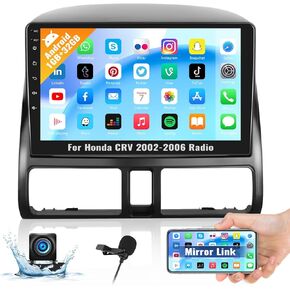 Camecho Android 12 Car Stereo for Honda CRV 2002-2006 Radio with Mirror Link, Car Radio 9 Inch Touch Screen Bluetooth, GPS, WiFi, EQ, FM/RDS Radio + Backup Camera 1G+32G