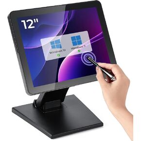 MUNBYN 12-inch POS Touchscreen Monitor, LED POS Monitor, HDMI/VGA Capacitive Screen Display, Foldable Stand POS Touch Screen Monitor for Retail, Restaurant, Bar, Small Business, No Driver Required