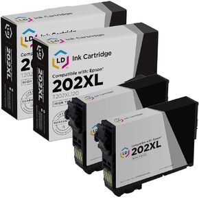 LD Products Remanufactured Ink Cartridge Replacements for Epson 202XL T202XL120-S High Yield (Black, 2-Pack) Compatible with Expression XP-5100 Workforce WF-2860