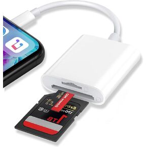 SD Card Reader for iPhone, SD Card Reader for ipad, 2 in 1 SD&TF Card Camera Reader Adapter,Card Reader for Camera Memory Card, Plug and Play