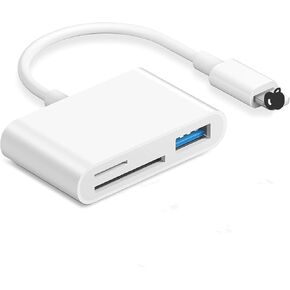 Lightning SD/TF Card Reader for iPhone iPad Phone Camera, 3-in-1 Micro SD Card Reader Adapter, Plug and Play