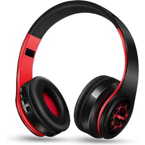Bluetooth Headphones, Chat- Comfortable Over Ear Stereo Headphones,7 Breathing Led Lights up, Wireless Headset for Adult Teen Kid for Phone/Samsung/Pad/PC/Android/Laptop/TV (Red)