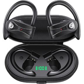 Noie Cancling Wirelss Earbds 4 Mc Clar Cal Bluetoth Headphnes Wirelss Char gng Cae Stero Bas Sond 60H Plytime Ovr Earphnes LED Digtal Powe Disply Heads with Earhoks Sprts Travl Gmi Bluetooth Headphon