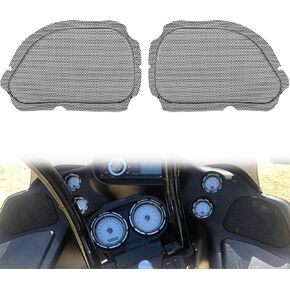 Fairing Mesh Front Speaker Grills Cover Trim Replacement Fits for Harley Road Glide FLTR 1998-2013, Black Metal, 5 * 7 Inch