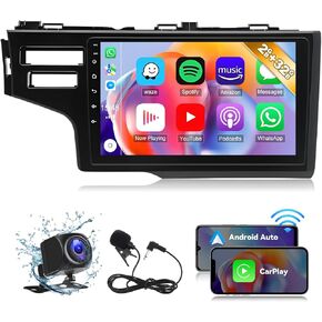 Android 13.0 Double Din Car Stereo for Honda Fit 2014-2018 - 9-Inch HD Touchscreen, Wireless CarPlay & Android Auto, GPS Navigation, Bluetooth, Backup Camera, 2GB RAM + 32GB ROM