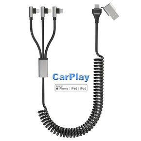 90 Degree Coiled USB C Cable 3-in-2 Multi Charging Cable