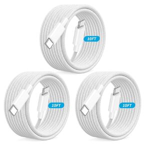 [Apple MFi Certified] USB C to USB C Cord for iPhone 16 15,3Pack 10FT Long USB C to USB C Fast Charging Power Delivery Cable for iPhone 16/16 Plus/16 Pro/16 Pro Max/15/15Pro/15Pro Max/15 Plus Airpods