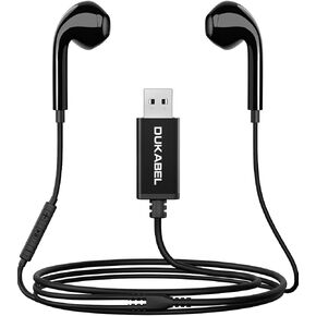 DUKABEL USB Headphones with Microphone, Upgraded USB Earbuds for PC, PS4, PS5, Wired in-Ear Earphones with Remote Control for Online Chatting, Gaming, Music etc