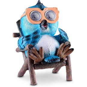 Owl Solar Garden Decorations Figurine | Outdoor LED Decor Figure | Light Up Decorative Statue Accents for Yard, Patio, Lawn, or Deck | Weather Resistant | Great Housewarming Gift Idea (Blue - 1 Pack)