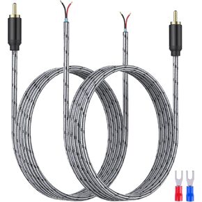 RCA to Speaker Wire Adapter, 2 Pack 6.6 FT, Speaker Wire RCA Male Plug Jack Connector Adapter, Enhance Sound Transmission, Repair Speaker Cord for Amplifiers and AV Receivers