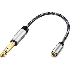 3.5mm to 1/4 Adapter, 6.35mm 1/4" Male to 3.5mm 1/8" Female TRS Stereo Audio Cable, Nylon Braid Compatible for Amplifiers, Guitar, Piano, Home Theater Devices