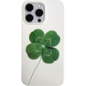 Irish Shamrock Lucky Four Leaf Clover Phone Case, Green St Patricks Day Simple Case Cover Beige (iPhone 14 Pro Max)