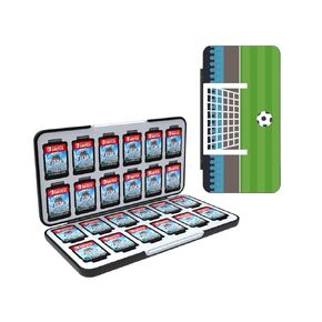 Emvaoal Game Card Case Compatible with Nintendo Switch, Hard Shell Protective 24 Slots Card & 24 Slots Micro SD Card Storage Holder Box, Compact & Portable Switch Game Cartridge Case Box(Soccer)