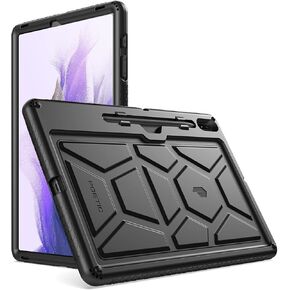 Poetic TurtleSkin Case Designed for Galaxy Tab S7 FE 12.4 Inch 2021 / Galaxy Tab S7 Plus 2020 with S Pen Holder, Rugged Shockproof Drop Protection Kids Friendly Silicone Cover Case, Black