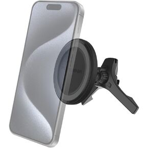 PureGear Qi2 Certified 15W MagSafe Car Mount Charger, Magnetic Wireless Car Charger, Car Phone Holder for iPhone 16/15/14/13/12, Air Vent/Dashboard, Super Fast Charging, Black