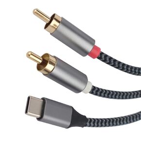 USB C to 2 RCA Audio Cable, 5FT Type-C to RCA Male to Male Y RCA Splitter, 2RCA Jack USB-C Audio Cable for iPhone 15 Pro/Max/Plus, Samsung SS24/23, Amplifier, Speaker, Home Theater, DVD, Car Stereo
