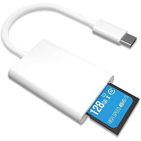 VIMVIP USB-C to SD Card Reader, USB Type C to SD Camera Card Reader Adapter Compatible with IP@d Pro and More USB C Devices (White)