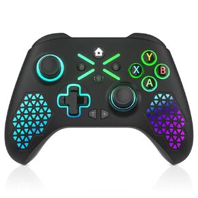 Dinosoo RGB Wireless Controller for Android/PC Steam Games, Battery Dual Vibration Turbo Function Macro Function with 2.4GHz Adapter - Black (Can't connect to X-box right now)