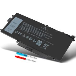 60WH Type K5XWW Battery for Dell Latitude 7389 L3180 Latitude 5289 7389 7390 2-in-1 P29S P29S001 P29S002 Replacement for 6CYH6 725KY 06CYH6 0725KY N18GG 0N18GG CFX97 0CFX97 451-BBZC D1706FTCN,7.6V
