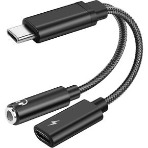 PNGKNYOCN USB c to 3.5mm Headphone and Charger Adapter,2-in-1 Type Headphone Jack Charging Power Aux Cable for Can Use 3.5mm Devices While Charging