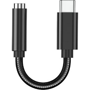 USB-C to 3.5mm Headphone Jack Adapter：Type C to Aux Audio Adapter Compatible with Samsung Galaxy S23 S23+ S23Ultra S22 S21 S20 A33 A53,Google Pixel 7 6,Black