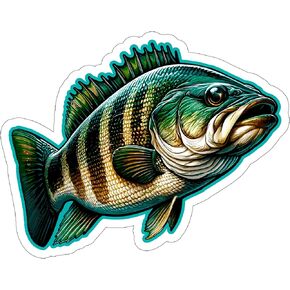 ملصق Smallmouth Bass ، صائق فينيل صغير مقاوم للماء لزجاجة جواز سفر قصاصات محمول جهاز التزلج على جهاز التزلج على الكمبيوتر المحمول.