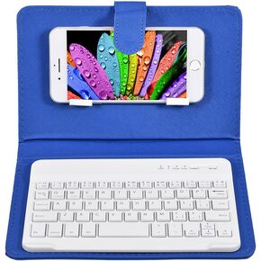 V BESTLIFE V Universal Bluetooth Keyboard Flip Magnetic Leather Travel Carrying Case Cover with Stand for iOS/for Android Phones(Blue)