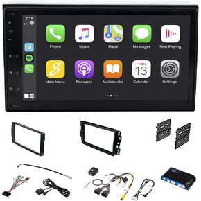 6.8" Double Din Car Stereo Touchscreen Radio w/Dash Kit (2018-2013) Silverado, Sierra, Tahoe, Suburban, Yukon, Wireless Apple CarPlay/Android Auto, Bluetooth, Camera Input, Steering Wheel Controls