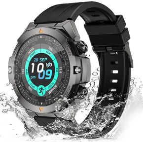 Military Smart Watch for Men Answer/Make Call, 1.46" HD Fitness Tracker Smartwatch with Blood Oxygen/Heart Rate/Sleep/120+ Sport Modes Smart Watch Compatible with iPhone and Android Phones