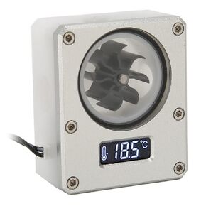 Water Flow Meter for PC, Water Cooling Flow Meter Indicator for PC Water Cooling System, Small 3Pin 12V Flow Meter with LCD Display(Silver)