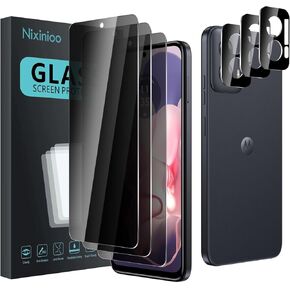 3 Pack Privacy Screen Protector for Motorola Moto G Power 5G 2024 With 3 Pack Camera Lens Protector, Anti Spy Tempered Glass Film, 9H Hardness, Black Protector, Anti-Scratch, Bubble Free