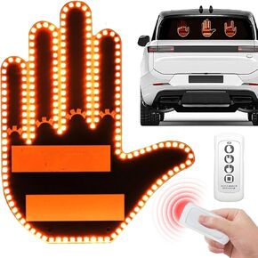 Road Mate Hand, Road Mate Hand Signal, Funny Car Led Finger Lights with Remote Control, Finger Flickering Light for Car, Light up Finger for Car Window