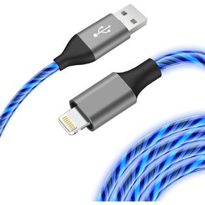 Light-Up iPhone Charger Cord, 6.1ft - LED iPhone Charging Cable [Apple MFi Certified] - Compatible with iPhone 14/13/12/11/XR/XS/X/8, iPad, AirPods, iPod, and More (Sky Blue)
