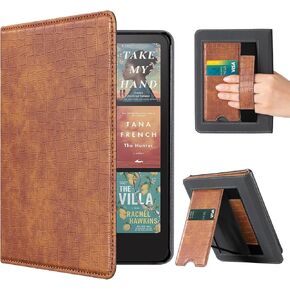 CoBak Case with Stand for Kindle Paperwhite 12th Gen 2024 Released (7") & Kindle Colorsoft Signature Edition - Durable PU Leather Cover with Auto Sleep Wake, Card Slot, Hand Strap Feature