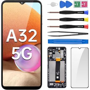 for Samsung Galaxy A32 5G Screen Replacement LCD Display Touch Digitizer Full Assembly with Frame Side Button Ear Speaker Vibration Motor Glass Repair Tools Kit SM-A326U SM-A326U1